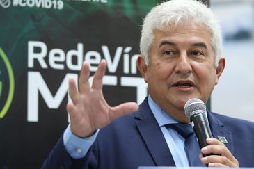 O ministro da Ciência, Tecnologia e Inovações (MCTI), Marcos Pontes, participa de reunião sobre os dois anos de criação da RedeVírus MCTI. Na ocasião, foi apresentado um balanço das atividades da Rede.