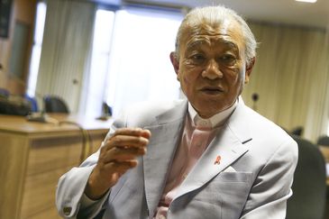 O presidente da Fundação Sasakawa (do Japão) e Embaixador da Boa Vontade da Organização Mundial da Saúde para a Eliminação da Hanseníase,Yohei Sasakawa, durante coletiva.