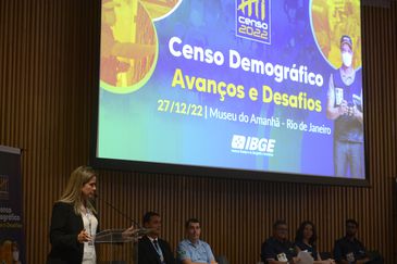 A secretária de Promoção, Atenção Primária e Vigilância em Saúde do Rio de Janeiro, Ana Luiza Caldas durante apresentação do balanço do Censo 2022, no Museu do Manhã