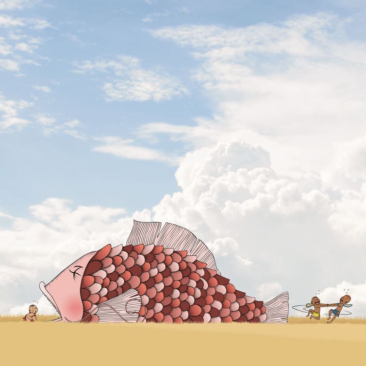 São Paulo (SP)  Exposição reúne em SP ilustradores negros da literatura infantil. Zeka Cintra, ORANYAM E A GRANDE PESCARIA.  ILUSTRADOR POR ZEKA CINTRA, 