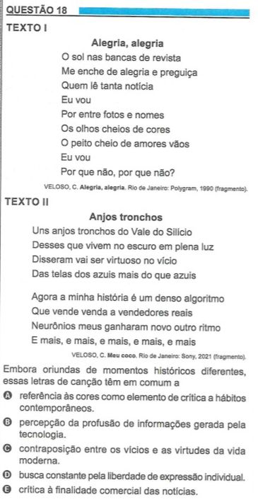 06/11/2023, Enem: Escritores, lideranças e músicos comentam questões que citam suas obras. Foto: Enem