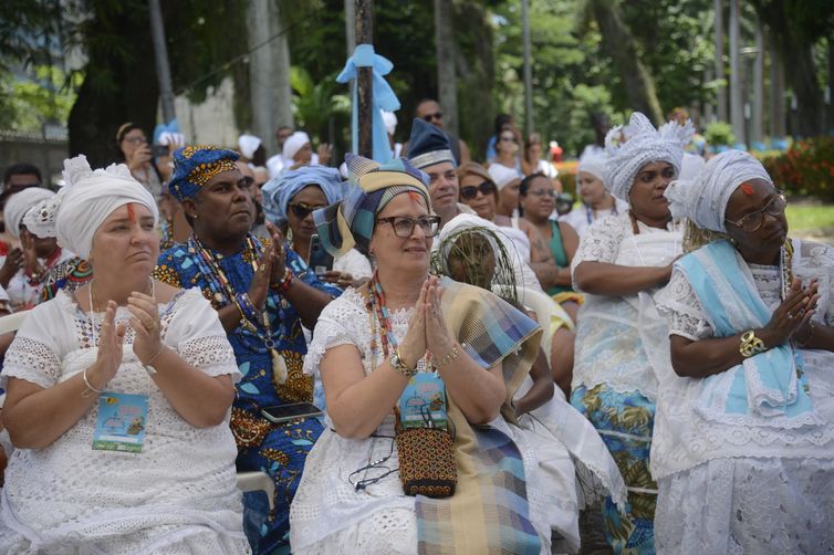 Rio de Janeiro (RJ) 20/01/2024 – Festival Àgbàdo celebra o milho sagrado de Oxóssi para promoção da liberdade religiosa no feriado de São Sebastião, nos jardins do Museu da República. Foto: Fernando Frazão/Agência Brasil