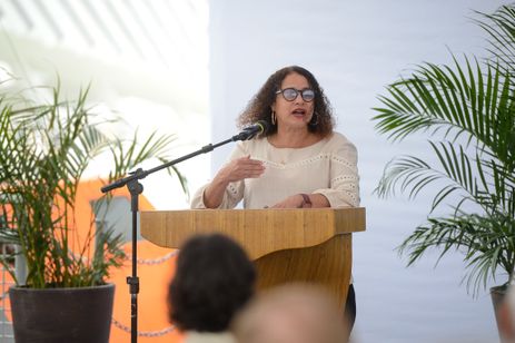 Rio de Janeiro (RJ), 24/01/2024 - A ministra da Ciência, Tecnologia e Inovação, Luciana Santos durante lançamento da iniciativa do Banco Nacional de Desenvolvimento Econômico e Social, BNDES AZUL, no navio de pesquisa da Marinha do Brasil, atracado na Praça Mauá, no Rio de Janeiro. Foto: Tomaz Silva/Agência Brasil