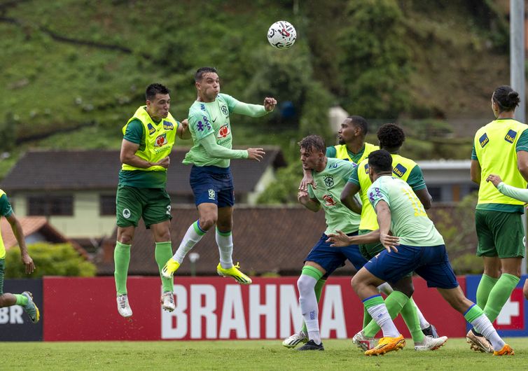 Joilson Marconne/CBF/Direitos Reservados jogo-treino da seleção brasileira masculina sub 23 - vitória de virada sobre Boavista, em 14/01/2024, na Granja Comary