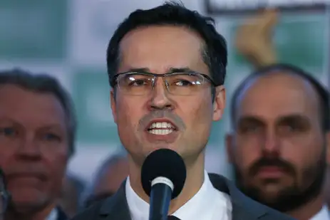 Brasília (DF) 17/05/2023 Ex-Deputado cassado, Deltan Dallagnol, durante pronunciamento no salão verde da Câmara. Foto Lula Marques/ Agência Brasil.