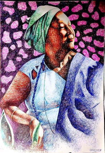 Rio de Janeiro - Bienal Black Brazil Art. - A Rainha Quilomba, a Espada de Ogum, e o Pedido de Justiça (2023), desenho - artista Elson Junior (BA) - Arte: Elson Junior