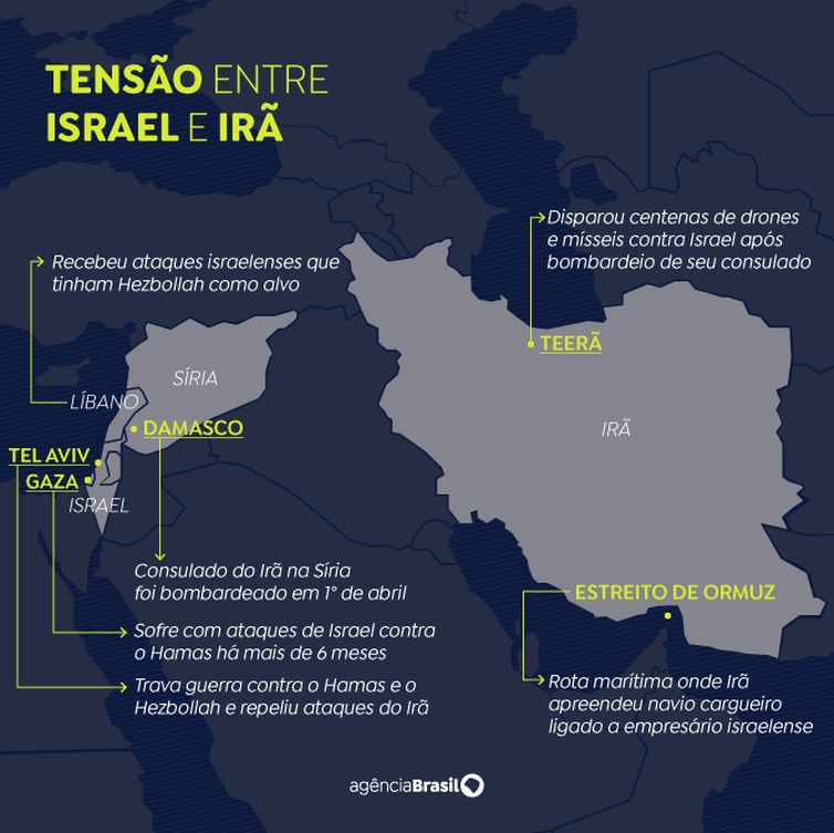 Rio de Janeiro (RJ) 14/04/2024 - Arte Mapa Israel x Irã
Arte EBC