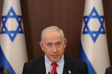 ABIR SULTAN/Pool via REUTERS Primeiro-ministro de Israel, Benjamin Netanyahu, durante reunião semanal de seu gabinete em Jerusalém