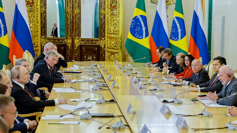Rússia- 09/05/2025 Presidente da República, Luiz Inácio Lula da Silva, durante reunião com o Presidente da Federação da Rússia, Vladimir Putin. Grande Palácio do Kremlin, Rússia - Moscou.
Foto: Ricardo Stuckert / PR