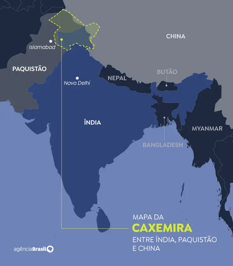 Arte/Agência Brasil Brasília (DF), 16/05/2025 - Arte para a matéria da região da Caxemira. Arte/Agência Brasil