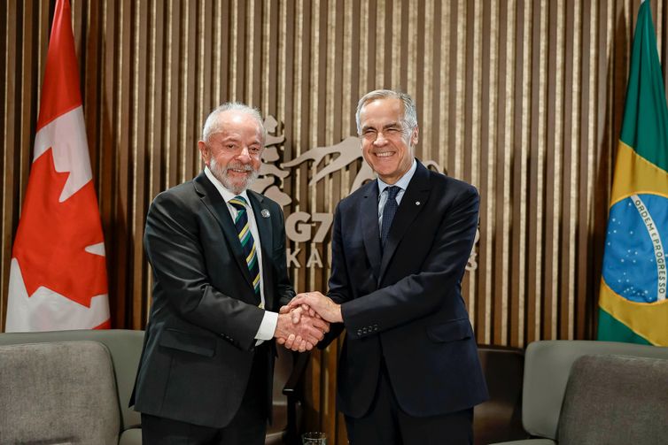 Kananaskis, 17/06/2025 - Presidente da República, Luiz Inácio Lula da Silva, é recebido pelo Primeiro-Ministro do Canadá, Mark Carney, para a reunião da Cúpula do G7. Foto: Ricardo Stuckert/PR