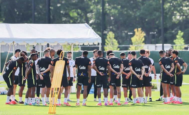 Reuters/Caean Couto/Proibida reprodução Soccer Football - FIFA World Cup 2026 - Brazil Training - Columbia Park Training Facility, Morristown, New Jersey, U.S. - June 15, 2026
General view during training IMAGN IMAGES via Reuters/Caean Couto
